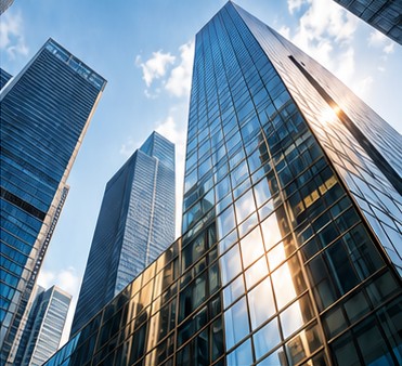 Modern glass towers in natural daylight