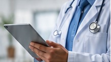 Healthcare professional using a tablet